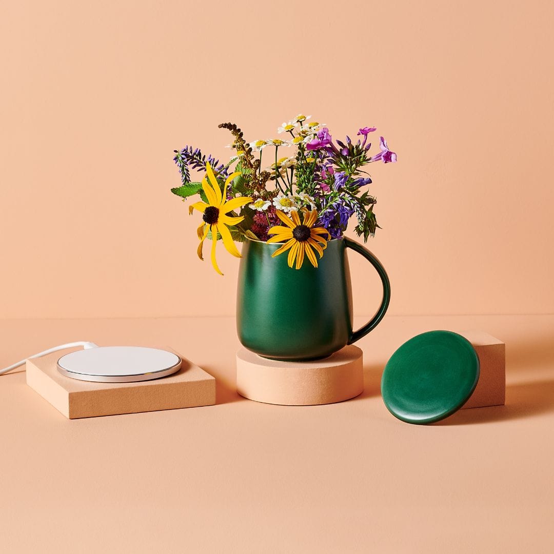 Tease Tea blended green tea Deep Mint Green Smart Heated Mug Kit 2.0 (Case of 3) Smart Heated Mug Kit 2.0 | Warmer Set with Wireless Charger by Tease