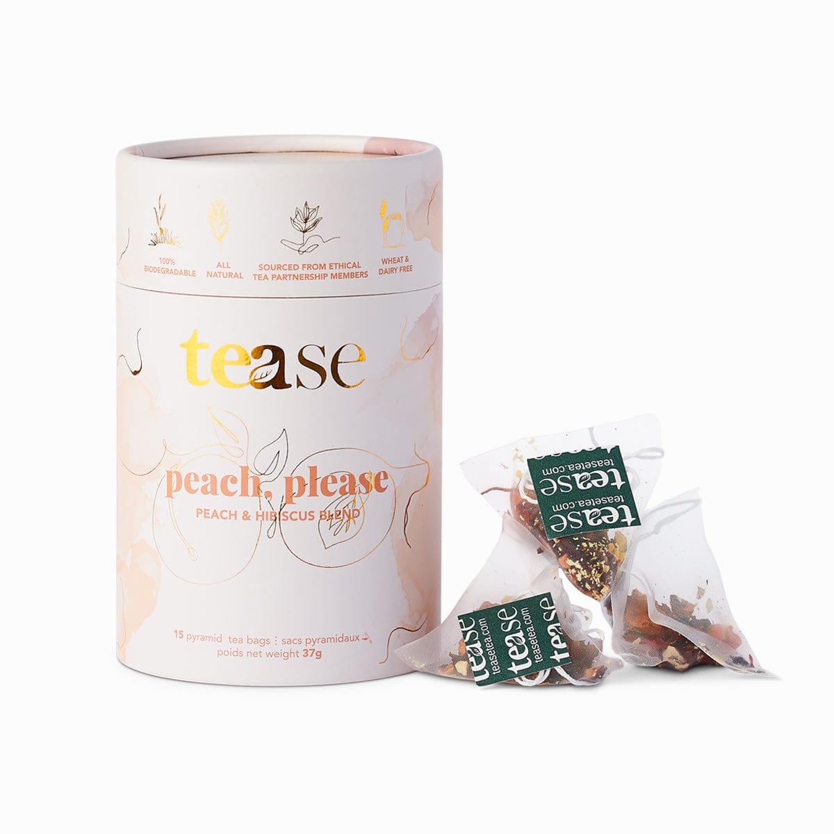 Tease Tea & Wellness Blends herbal Peach Please Functional Wellness Tea Blends (Case of 6)