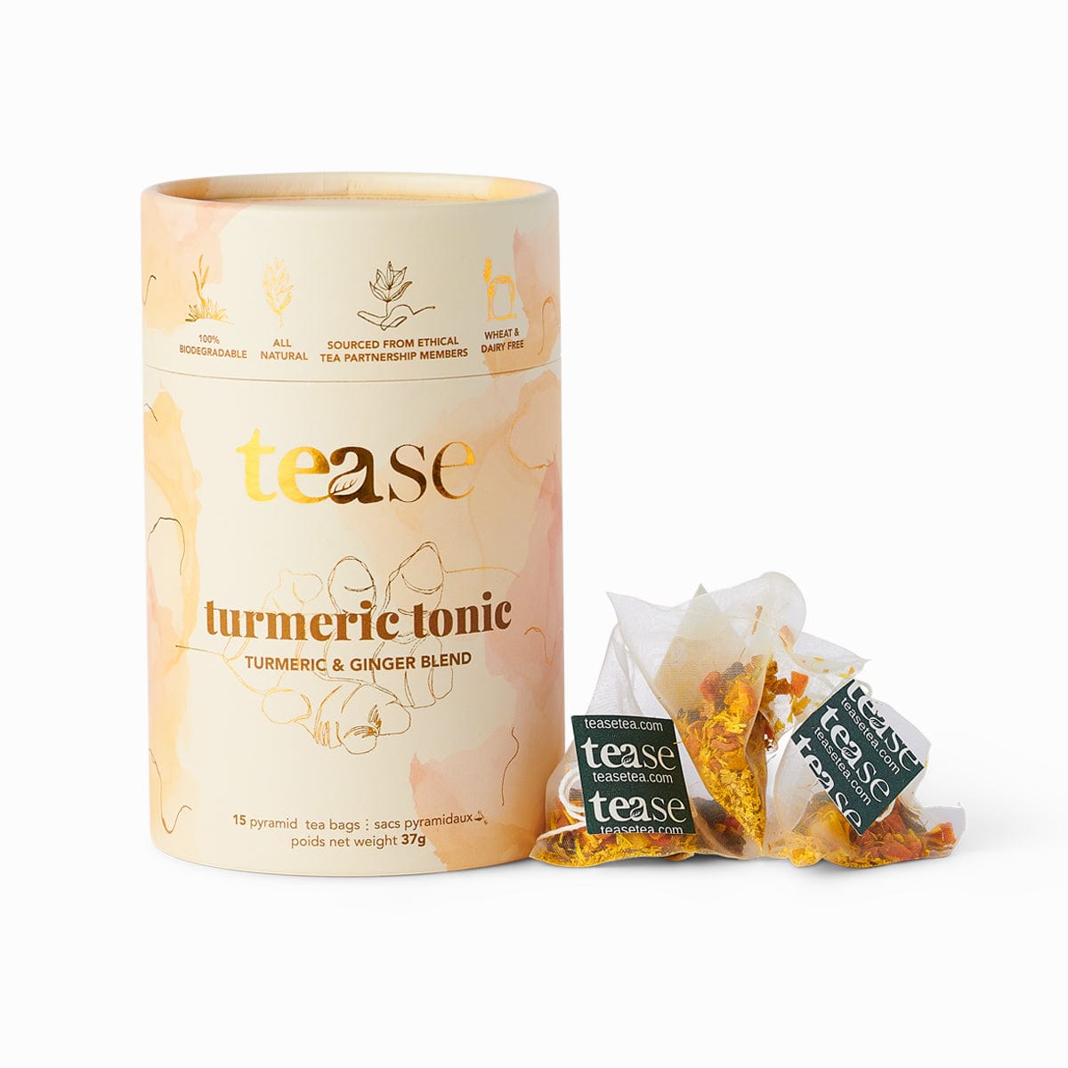 Tease Tea & Wellness Blends herbal Turmeric Tonic Functional Wellness Tea Blends (Wholesale, Case of 6)