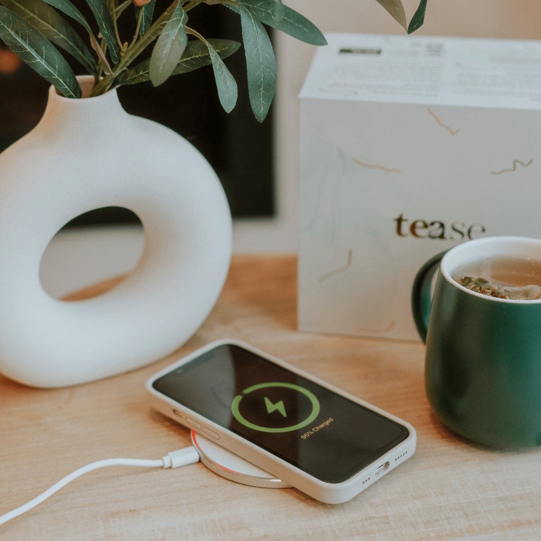 Tease Tea blended green tea Smart Heated Mug Kit 2.0 (Case of 3) Smart Heated Mug Kit 2.0 | Warmer Set with Wireless Charger by Tease